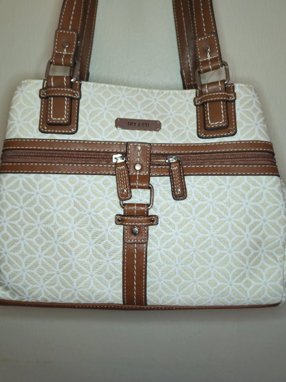 Rosetti Cream and Brown Patterned Purse